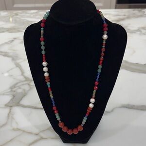 Sundance Catalog Faceted Carnelian, Green Aventurine, Lapis, Pearl Nk. Stunning